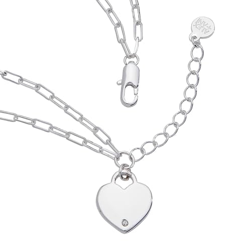 ALEX AND ANI Heart Charm Double Paperclip Chain Braclet - color: Silver