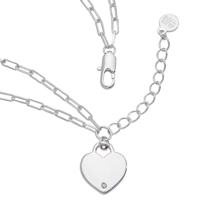 ALEX AND ANI Heart Charm Double Paperclip Chain Braclet - color: Silver