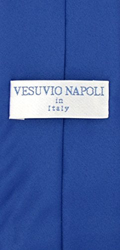 Vesuvio Napoli PreTied Men's Necktie Solid Color Mens Adjustable Zipper Neck Tie - color: Royal Blue
