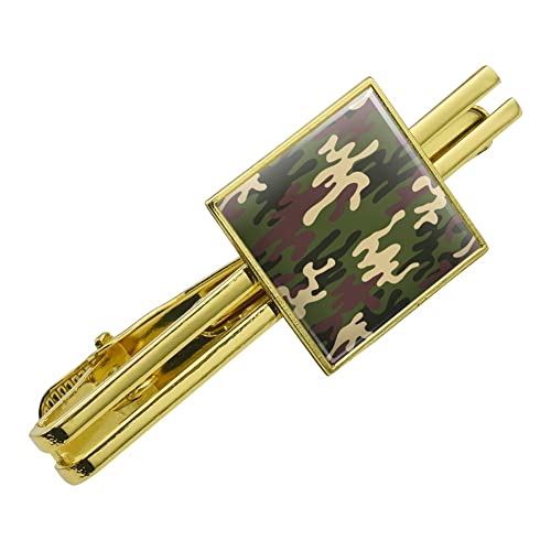 GRAPHICS & MORE Green Camouflage Square Tie Bar Clip Clasp Tack- Silver or Gold - color: Gold