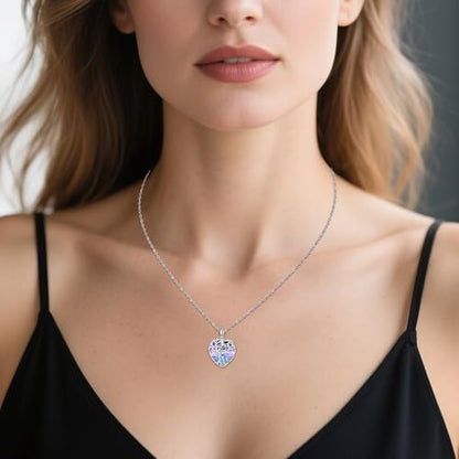 925 Sterling Silver Necklace Gifts for Women Crystal/Opal Jewelry Pendant Christmas Birthday Gift - style: 2 Children