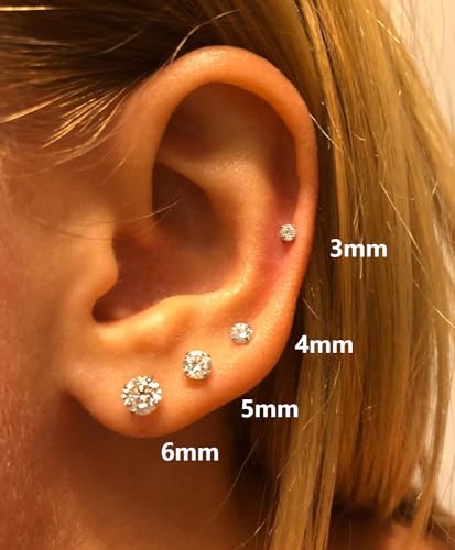 Stainless Steel Stud and Hoop Earrings Sets for Ear Stacks | Choose gold or silver pearl studs, CZ studs, flat backs, butterfly backs, hoops and multi-pair ear stack sets. - color: 4 Pairs 20G Silver