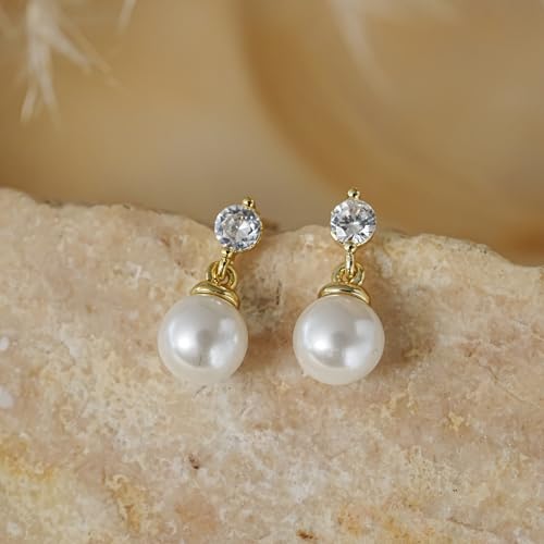 Gold Earrings for Women Trendy, Dainty Dangle Earrings 14K Gold Plated Drop Earrings Cute Wedding Earrings Fashion Prom Bridal Jewelry Gifts - color: Gold-A10