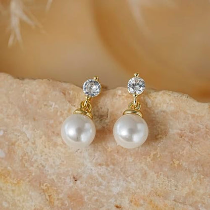 Gold Earrings for Women Trendy, Dainty Dangle Earrings 14K Gold Plated Drop Earrings Cute Wedding Earrings Fashion Prom Bridal Jewelry Gifts - color: Gold-A10