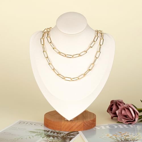 Gold Plated Paperclip Chain Necklace for Women and Men, Stainless Steel Link Chain Bulks with Jump Rings and Lobster Clasps Jewelry Making Supplies - color: Gold Paperclip_17x7mm