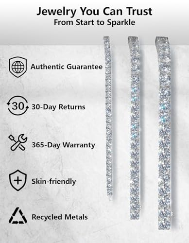 KRKCLIFE Tennis Bracelets for Women Men 14K Gold Plated Hypoallergenic | Classic Round AAAAA Cubic Zirconia 3/4/5mm Width,Elegant Jewelry Anniversary Birthday Gifts for Women Him Wife Mom 6.5-8 Inch - color: White Gold