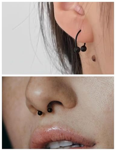 12G Septum Rings Ear Gauges Earrings Hoops Eyebrow Piercings lip Rings Hoop 316L Surgical Steel Cartilage Helix Tragus Rook Daith Earrings Piercing Jewelry for Women Men 10mm 12mm 14mm 16mm - style: 12G，10mm-16mm，Black Tone