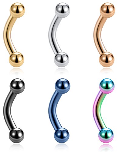 6-8-12PCS 14G 6-10mm Short Bar Tiny Heart Butterfly Evil Eye Devil Heart Snake Skull CZ Skull hand with Gem ball Stainless Steel Belly Button Rings Navel Rings for Women Barbell Eyebrow Body Piercing Jewelry - color: A1:6pcs,Short Bar Steel Ball