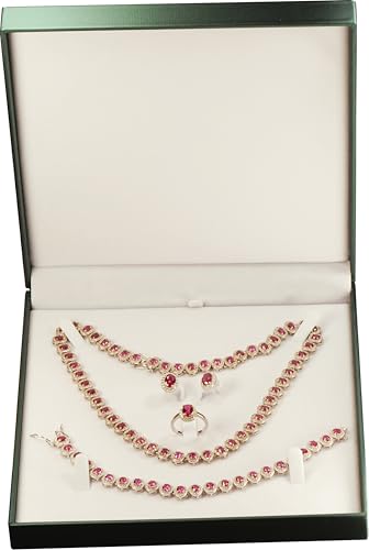 Green Color Extra Large Necklace Ring Earrings Bracelet Sets Gift Box | Soft touch PU leather jewelry set holder case for women men wedding engagement giftgiving(not for chunky necklaces) - color: Green PU Extra Large Necklace Set Box