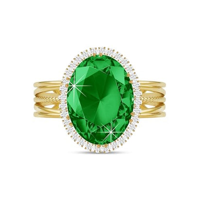 Linawe Costume Jewelry Adjustable Cocktail Ring for Women | Copper, Rhinestone, Cubic Zirconia, Oval, Fake Diamond, Crystal, Stone, Birthstone, Gemstone, Big, Chunky, Statement - color: Yellow Green