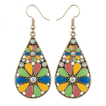 Colorful Green Teardrop Earrings for Women - Bohemian Style Enamel Dangle Earrings Lightweight Fashion Jewelry for Daily/Wedding/Party - color: Green