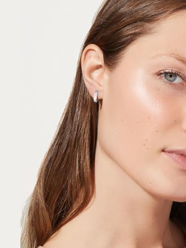 Chunky Emerald Sapphire Ruby Hoop Earrings, Princess or Round Cut, 14k Yellow Gold Plated Sterling Silver Cubic Zirconia Huggie Earings Minimalist Hoops Earrings for Women Wedding Daily Birthday - style: Princess cut -5a CZ -Silver