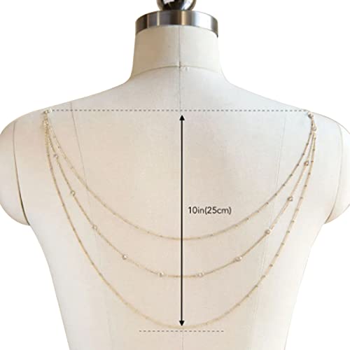 Elegant Multi Layered Rhinestone Back Chain Jewelry Crystal Bridal Back Necklace Chain Sexy Bikini Rhinestone Shoulder Chain Wedding Backdrop Jewelry for Women - color: Gold