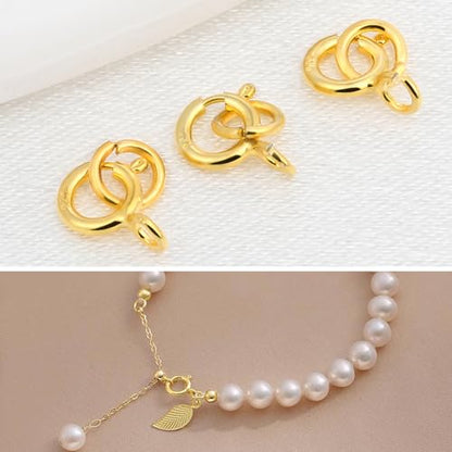 18K Gold Necklace Clasps for Jewelry Making - 5mm Spring Ring Clasps | Jewelry Clasps and Closures, 4mm Sterling Silver Jump Rings, Bracelet for DIY Jewelry Making Supplies - color: Gold