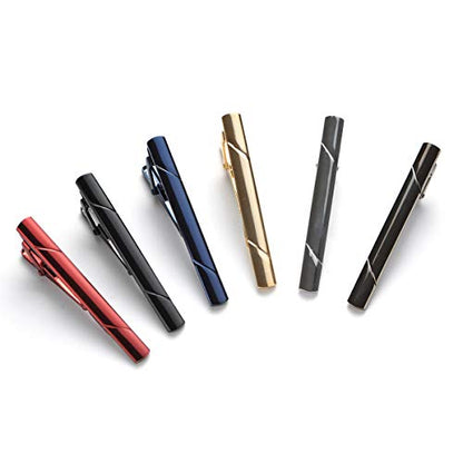Tie Clips for men Tie Bar Clip Set for Regular Ties Necktie Wedding Business Tie Pin Clips - color: 6 Colors