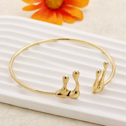 Gold Coil Arm Cuff for Women,Upper Cuff Bracelet Armlet Minimalist Armband Bangle Liquid Lava Chain Open Bangle bracelets for Women - style: Lava Droplet - Gold