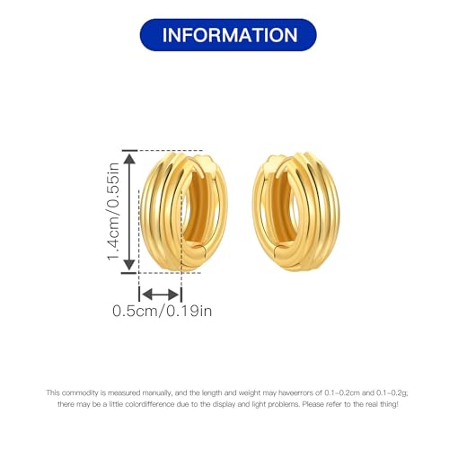 Sterling Silver 18K Gold Plated Women's Earrings Hypoallergenic Hoops, Dainty Trendy Jewelry Gift - color: Golden | Multi-Row Round Stud Earrings