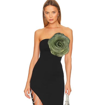10inch Extra Large Flower Brooch Pin for Women Fashion Dainty Organza Satin Fabric Big Camellia Brooches Lapel Pins Wedding Dance Party Dress Accessories Exaggerated Jewelry Gift - color: 10 inch Green
