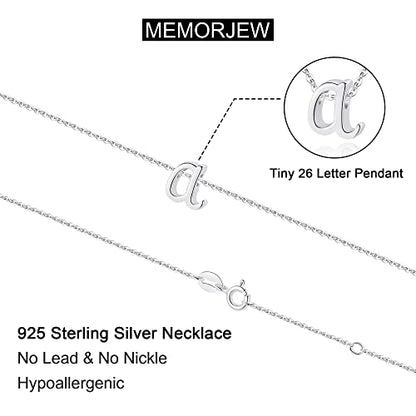 Memorjew 925 Sterling Silver Cursive Initial Necklace, Letter A-Z Necklace | 925 Sterling Silver Necklace, Dainty Letter Cursive Initial Necklaces for Women Trendy Jewelry, Birthday Gifts for Women Her - style: S-Silver