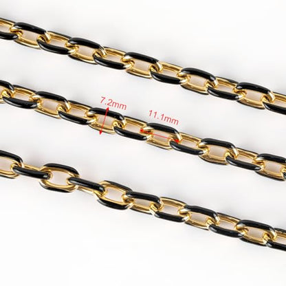UMAOKANG 2 Yard Black Enamel Chain for Jewelry Making Gold Plated Stainless Steel Paperclip Chain Necklace DIY Jewelry Supplies - color: Black