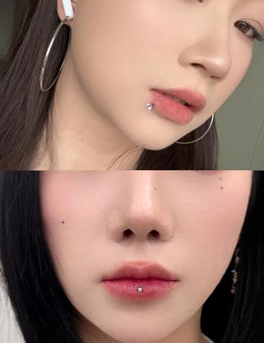 18G 16G 14G Lip Labret Medusa Nose Rings Studs Flat Back Earrings Internally Threaded 316L Surgical Steel Cartilage Tragus Helix Conch Earrings Piercing Jewelry for Women Men 6mm 8mm 10mm - color: 16G - Silver Tone-6/8/10mm Bar