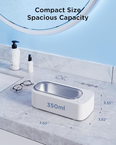 Ultrasonic Jewelry Cleaner Machine: 48KHz Ultra Sonic Cleaner for Jewelry,Eyeglass,Rings,Watch Band,Dentures,with Dual Cleaning Modes,350ML 304 Stainless Steel Tank,Gift for Wife,Mom,Daughter - color: White