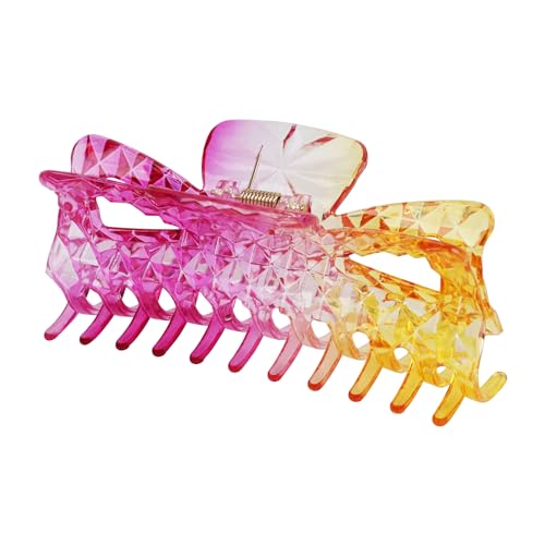 Jumbo Jaw Clip Extra Large Marbelized Hair Claw (Pink Yellow) - color: Pink Yellow