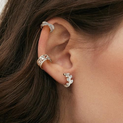 Jewdreamer 16Pcs Ear Cuffs for Women Non Piercing | 14K Golded Silver Ear Cuffs Earrings Non Pierced Clips On Cartilage Earring Fake Earrings Lightweight - style: 16PCS Silver