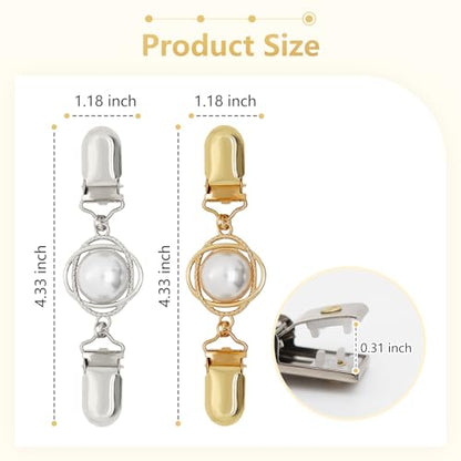 Frutain 2Pcs Cinch Clip Waist Cincher Clips for Women Dress Back Cinch & Shawl Cardigan Sweater Shirt Fasteners(GS) - style: GS-Pearl-Circle