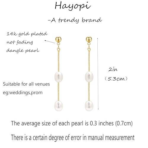 Pearl Earrings for Women:Gold Wedding Dangle Drop Earring Pearl Jewelry | 14K Gold Plated Pearl Drop Earrings for Women,Dainty Wedding Bride Earring Studs,Gold Dangle Drop Earring,Waterproof Jewelry - size: 1 pcs-1