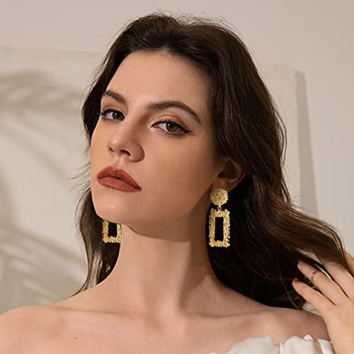9Pairs Clip on Drop Earrings for Women Statement Rattan Resin Acrylic Tassel Drop Dangle Earrings Lightweight Geometric Hoop Non Piercing Earrings-style