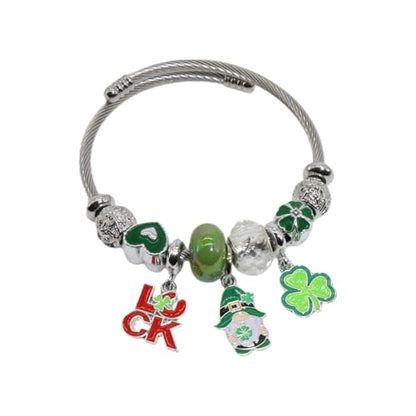 Charm Bracelets for Womens,Exquisite Cute Cartoon Friendship Silver Bracelets Stainless Steel Bangle, Womens Jewelry Suitable for Holiday Gifts and Birthday Gifts - color: z-St. Patrick's Day Bracelet