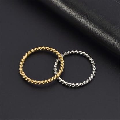 Women's Stainless Steel 1.1mm Rope Thin Wedding Ring Silver Rose Gold Plated Size 4 to 9 - color: 2mm, Silver