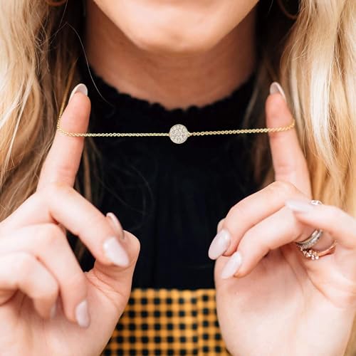 Valloey Rover Gold Necklaces for Women | Dainty 14K Gold/Sterling Silver Plated Cubic Zirconia Star Moon Pendant Necklaces Twist Rope Chain Simple Jewelry for Women - style: CZ-dot