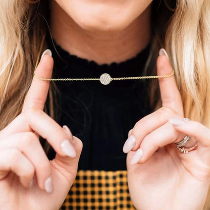 Valloey Rover Gold Necklaces for Women | Dainty 14K Gold/Sterling Silver Plated Cubic Zirconia Star Moon Pendant Necklaces Twist Rope Chain Simple Jewelry for Women - style: CZ-dot