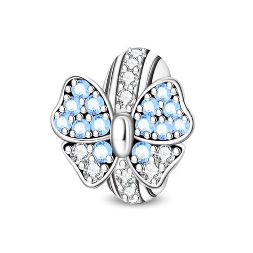 2pcs Stopper Spacer Beads for Pandora Bracelets, Sterling Silver Cross Ladybug Clip Spacer Charms For Bracelet DIY Jewelry Gift - color: Blue Bowtie