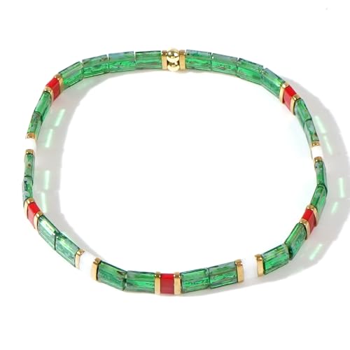 Candy Colorful Tila Flat Beads Bracelets for Women Trendy Unique Friendship Handmade Stackable Christmas Jewelry Gifts - color: christmas