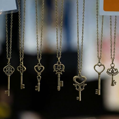 Hicarer 80 Pieces Antique Silver Pendants Gothic Charms Halloween Charms Pendants Jewelry Making Accessory for DIY Necklace Bracelet - style: Master Key