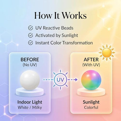 Dopamine Necklace UV Reactive Colorful Rainbow Beaded Necklace Dopamine Jewelry Set Color Changing Mood Necklaces Bracelet Earrings Summer Beach Vacation Gift for Women - color: A3:Changing necklace