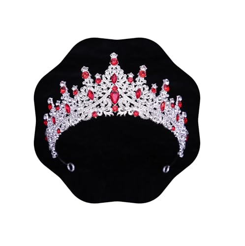 Tiaras and Crowns for Women Crystal Princess Tiaras Rhinestone Queen Crowns For Wedding Bridal Birthday Prom Pageant Party (Tiara 100) - color: Silver Red