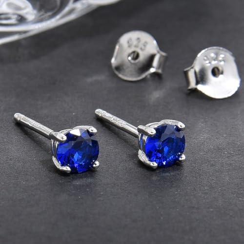 1 Pair Adabele Authentic Sterling Silver Birthstone Stud Earrings 4mm/0.25 Carat Tiny Cubic Zirconia Imitation Diamond Gemstone Hypoallergenic Nickel Free Tarnish Resistant Women Men Jewelry - color: September