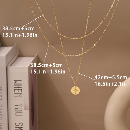XIXINI Layered Necklaces for Women, Dainty Gold Necklace Stack 14k Gold Plated Layering Pendant Necklace Set Simple Statement Gold Necklaces for Women Trendy Fashion Waterproof Gold Jewelry - color: Gold-Set 7