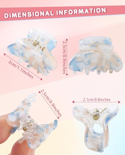 Molans 12 Pcs Small Hair Clips Mini Claw Jaw Clips Women Girls Thin Hair | Tiny Short Acrylic Cute Clips Non Slip Little Hair Accessories Clamps for Half Updo Styling Fine Hair Bangs Kids Toddlers - color: Gilltter