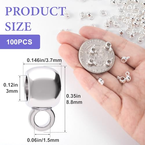 Joez Wonderful Links Bail Beads, Hypoallergenic Alloy Column Spacer Beads - color: 100 Silver, L
