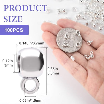 Joez Wonderful Links Bail Beads, Hypoallergenic Alloy Column Spacer Beads - color: 100 Silver, L