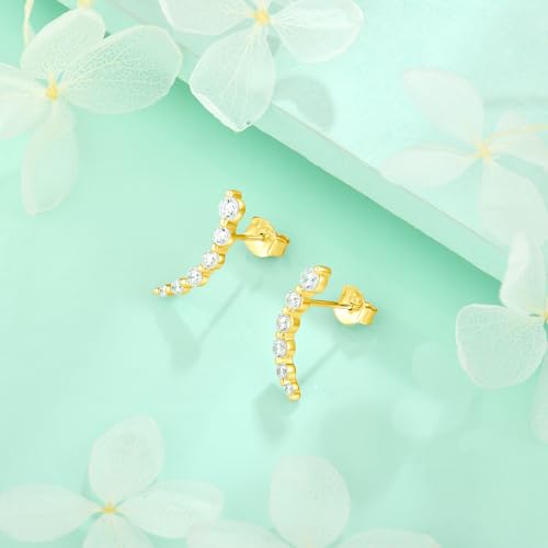 Starchenie 925 Sterling Silver Climber Earring Ear Crawler Stud Earrings for Women - color: Gold