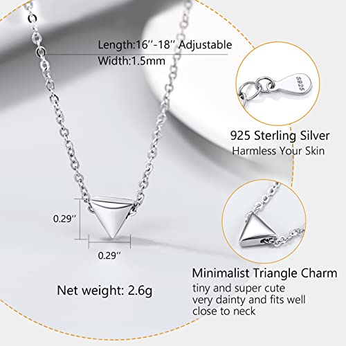 PROSILVER 925 Sterling Silver Necklace for Women Dainty Pendant Necklace | Hypoallergenic 925 Sterling Silver, Cute Small Pendant, Star/Heart/Moon/Triangle/Bar/Round Necklace Silver with Gift Box - color: 01 Sliver, style: 06 Triangle