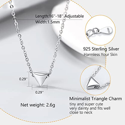 PROSILVER 925 Sterling Silver Necklace for Women Dainty Pendant Necklace | Hypoallergenic 925 Sterling Silver, Cute Small Pendant, Star/Heart/Moon/Triangle/Bar/Round Necklace Silver with Gift Box - color: 01 Sliver, style: 06 Triangle