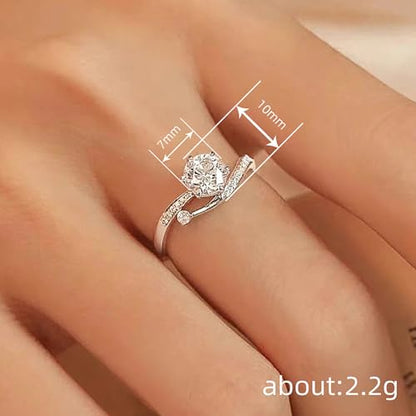 Graceful Eternity Women's Rings Luxury Wedding Band with Shiny Round CZ | Proposal, Wedding Ceremony, Bridal Party, Bridesmaid, Wedding Anniversary, Romantic Date Night, Honeymoon - color: silver color