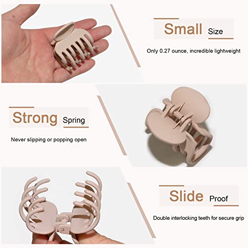 1.6" Matte Small Double Row Teeth Hair Clips for Women Hair Claw Clips | Nonslip Strong Hold Jaw Clamps for Thin, Fine & Thick Hair - color: Neutral Color